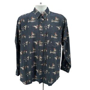 Vintage AR Outfitters Mens Medium Shirt Duck Houndstooth Blue Button Nineties